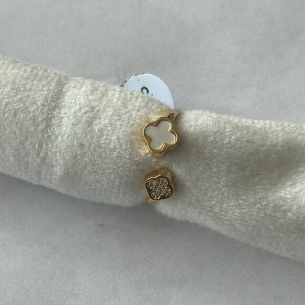 Rachel Zoe Sterling Silver 925 Gold Plated Double Clover Ring Sz. 6 - Picture 13 of 16
